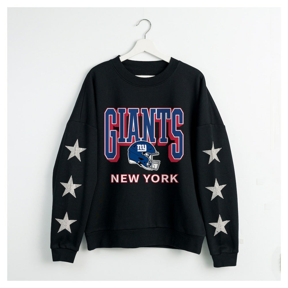New York Giants Gameday Couture Women's Pure Victory Rhinestud Star-Sleeve Pullover Sweatshirt | NFL Near me