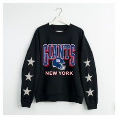 New York Giants Gameday Couture Women's Pure Victory Rhinestud Star-Sleeve Pullover Sweatshirt | NFL Near me