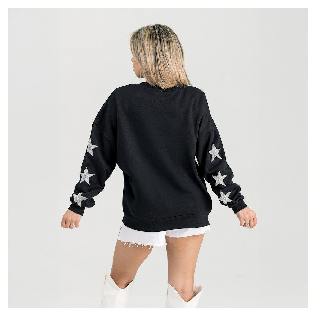 Seattle Seahawks Gameday Couture Women's Pure Victory Rhinestud Star-Sleeve Pullover Sweatshirt | NFL Outlet