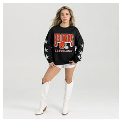 Cleveland Browns Gameday Couture Women's Pure Victory Rhinestud Star-Sleeve Pullover Sweatshirt | NFL Near me