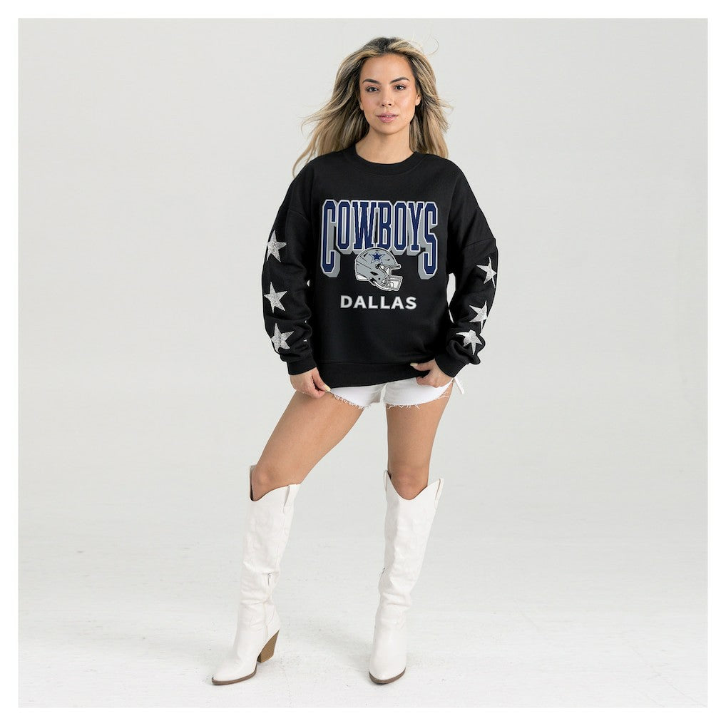 Dallas Cowboys Gameday Couture Women's Pure Victory Rhinestud Star-Sleeve Pullover Sweatshirt | NFL Hot
