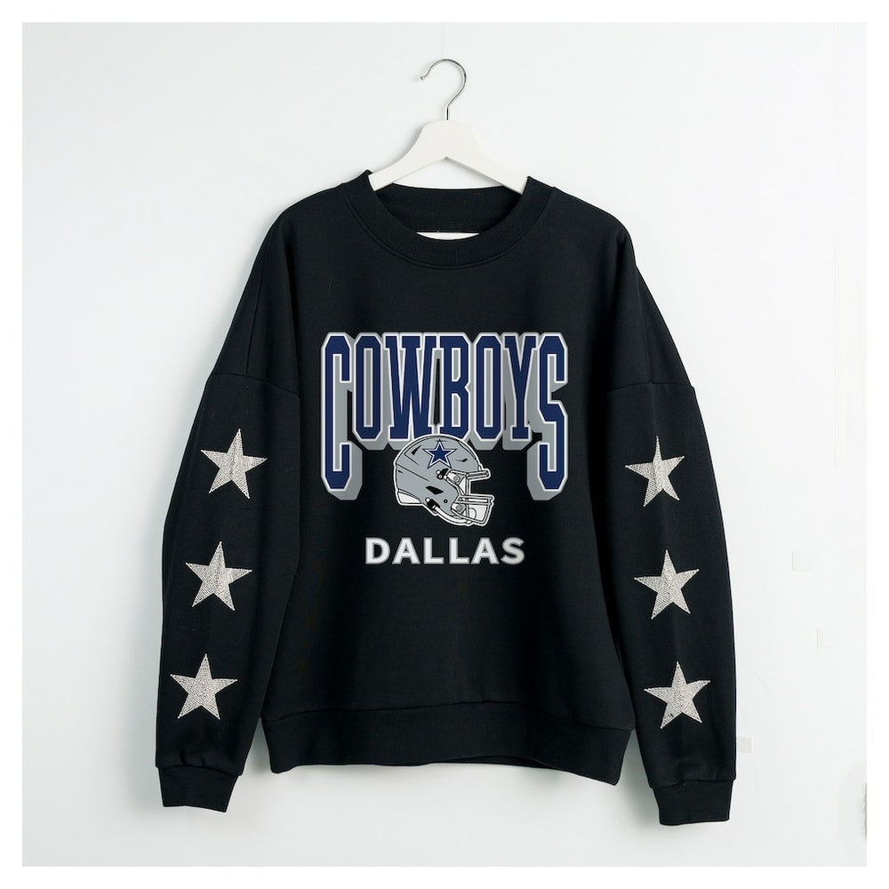 Dallas Cowboys Gameday Couture Women's Pure Victory Rhinestud Star-Sleeve Pullover Sweatshirt | NFL Hot