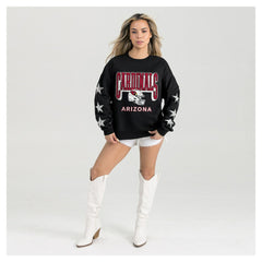Arizona Cardinals Gameday Couture Women's Pure Victory Rhinestud Star-Sleeve Pullover Sweatshirt | NFL Sale