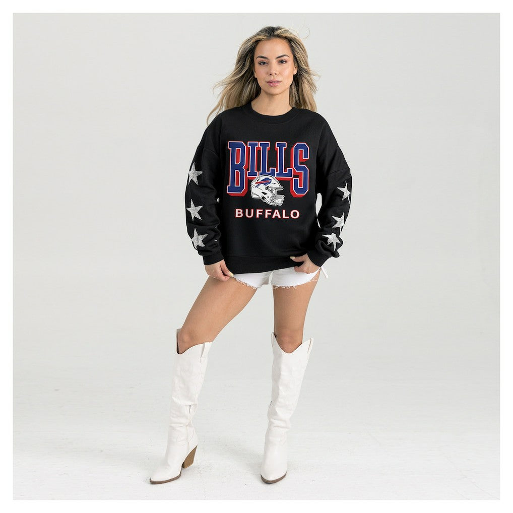 Buffalo Bills Gameday Couture Women's Pure Victory Rhinestud Star-Sleeve Pullover Sweatshirt | NFL On sale