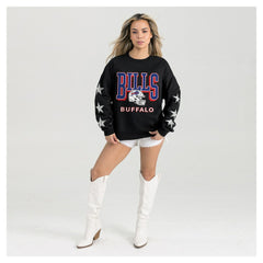 Buffalo Bills Gameday Couture Women's Pure Victory Rhinestud Star-Sleeve Pullover Sweatshirt | NFL On sale