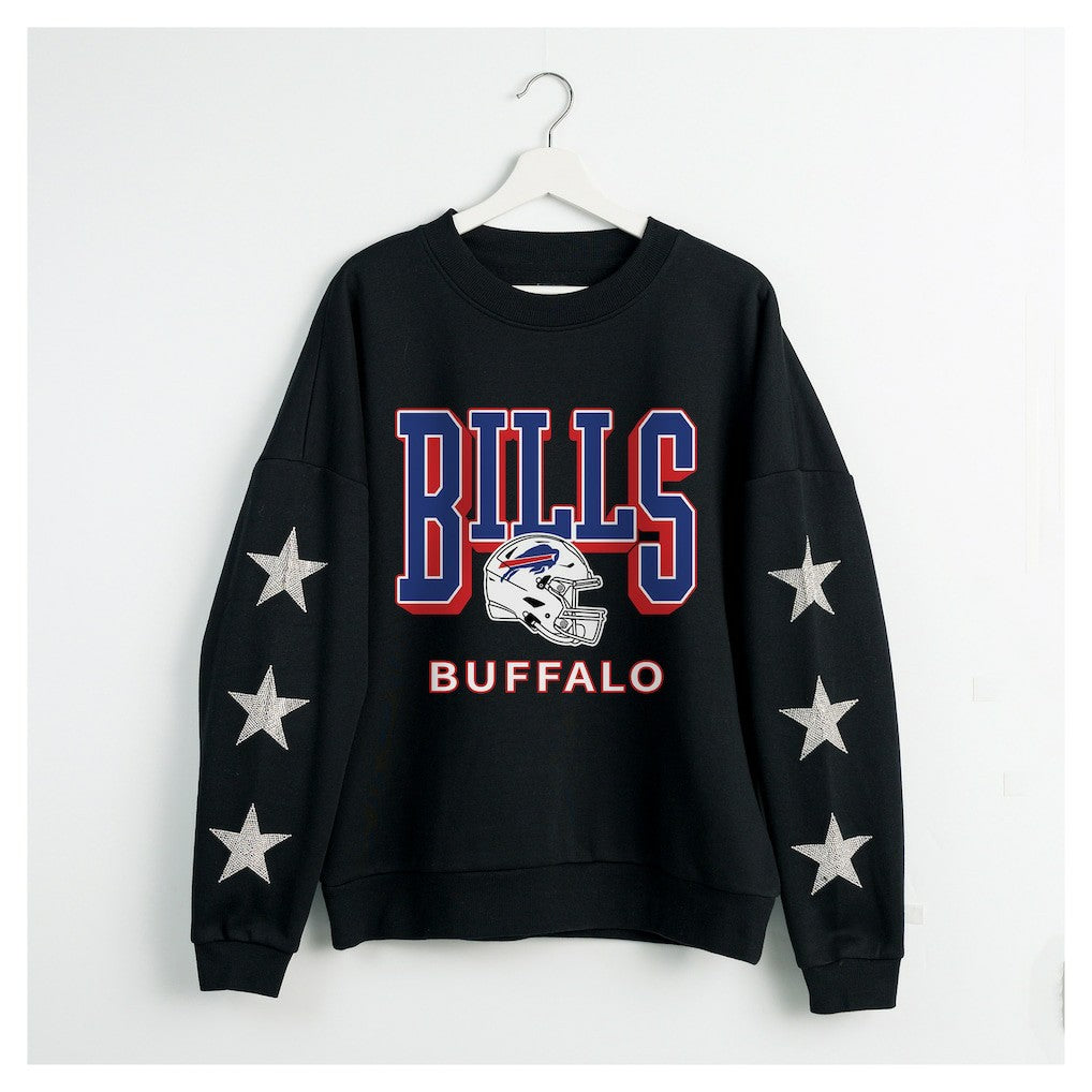 Buffalo Bills Gameday Couture Women's Pure Victory Rhinestud Star-Sleeve Pullover Sweatshirt | NFL On sale