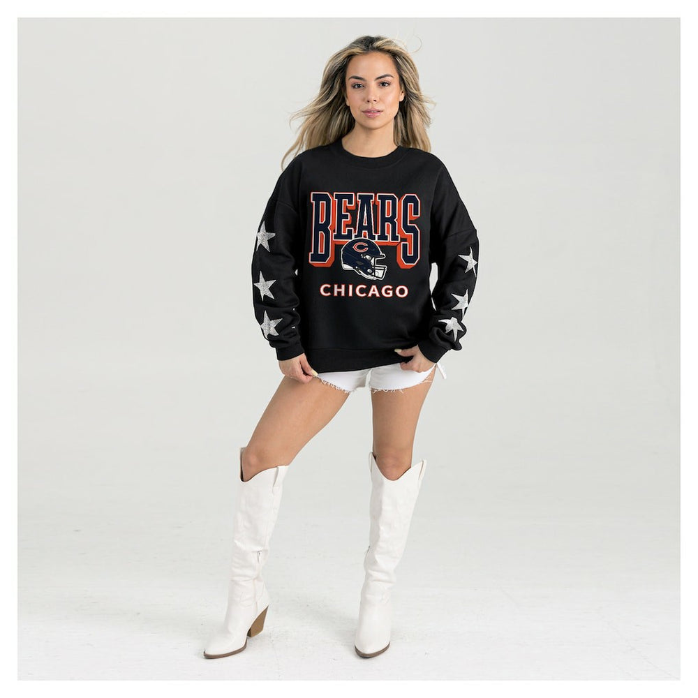 Chicago Bears Gameday Couture Women's Pure Victory Rhinestud Star-Sleeve Pullover Sweatshirt | NFL New
