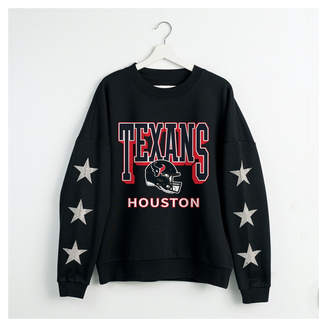 Houston Texans Gameday Couture Women's Pure Victory Rhinestud Star-Sleeve Pullover Sweatshirt | NFL US