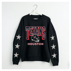 Houston Texans Gameday Couture Women's Pure Victory Rhinestud Star-Sleeve Pullover Sweatshirt | NFL US
