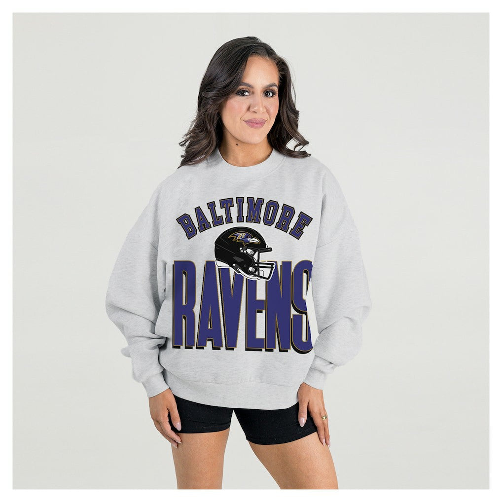 Baltimore Ravens Gameday Couture Women's Fierce Focus Premium Oversized Fleece Pullover Sweatshirt | NFL Online