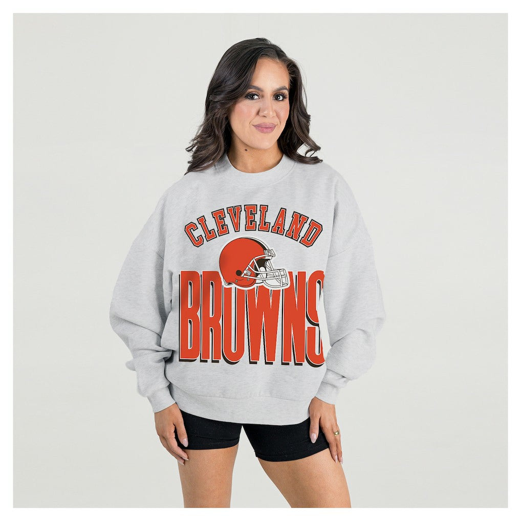 Cleveland Browns Gameday Couture Women's Fierce Focus Premium Oversized Fleece Pullover Sweatshirt | NFL Online