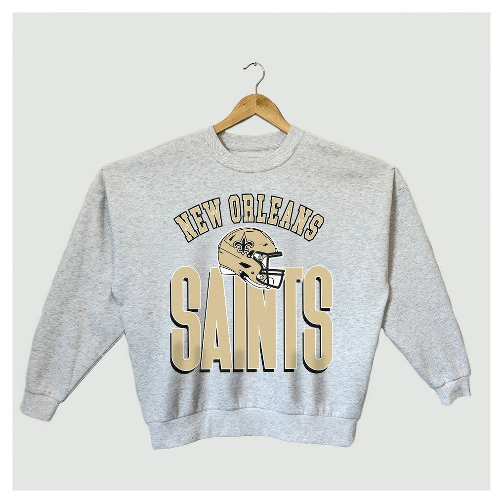 New Orleans Saints Gameday Couture Women's Fierce Focus Premium Oversized Fleece Pullover Sweatshirt | NFL New
