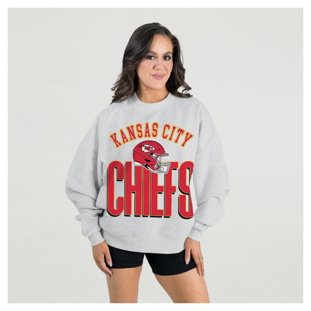 Kansas City Chiefs Gameday Couture Women's Fierce Focus Premium Oversized Fleece Pullover Sweatshirt | NFL Online