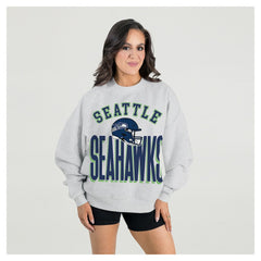Seattle Seahawks Gameday Couture Women's Fierce Focus Premium Oversized Fleece Pullover Sweatshirt | NFL Sale