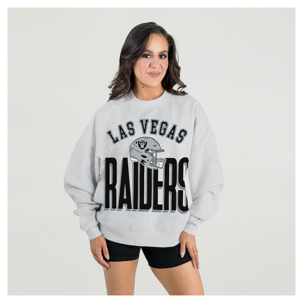 Las Vegas Raiders Gameday Couture Women's Fierce Focus Premium Oversized Fleece Pullover Sweatshirt | NFL Discount