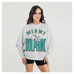 Miami Dolphins Gameday Couture Women's Fierce Focus Premium Oversized Fleece Pullover Sweatshirt | NFL Online