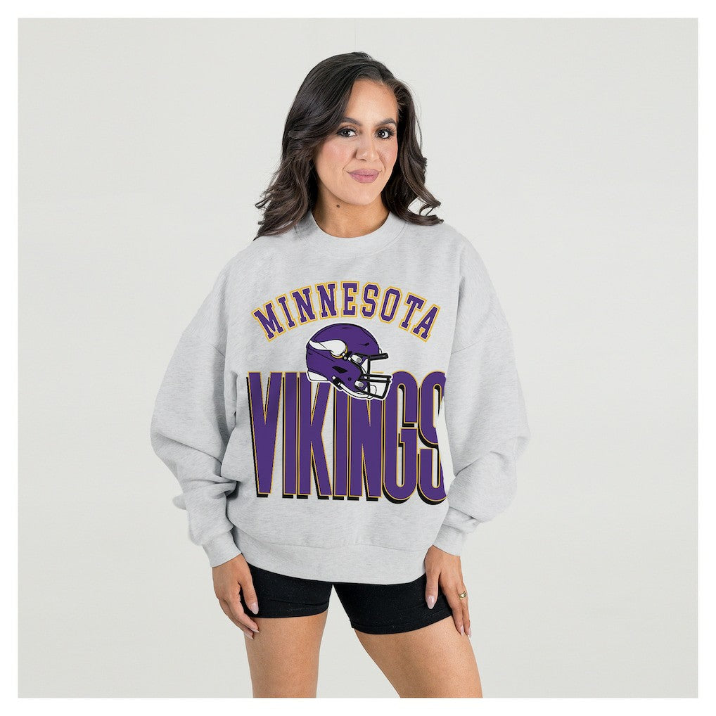 Minnesota Vikings Gameday Couture Women's Fierce Focus Premium Oversized Fleece Pullover Sweatshirt | NFL Discount