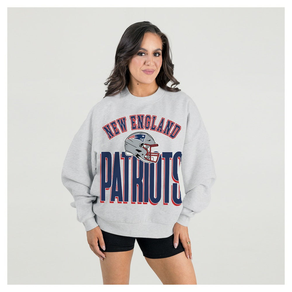 New England Patriots Gameday Couture Women's Fierce Focus Premium Oversized Fleece Pullover Sweatshirt | NFL Sale