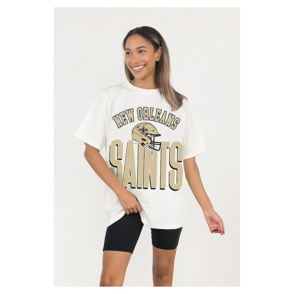 New Orleans Saints Gameday Couture Women's Oversized Classic Fierce Focus T-Shirt | NFL Sale