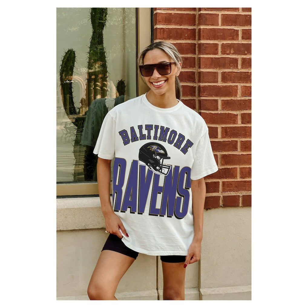 Baltimore Ravens Gameday Couture Women's Oversized Classic Fierce Focus T-Shirt | NFL Outlet