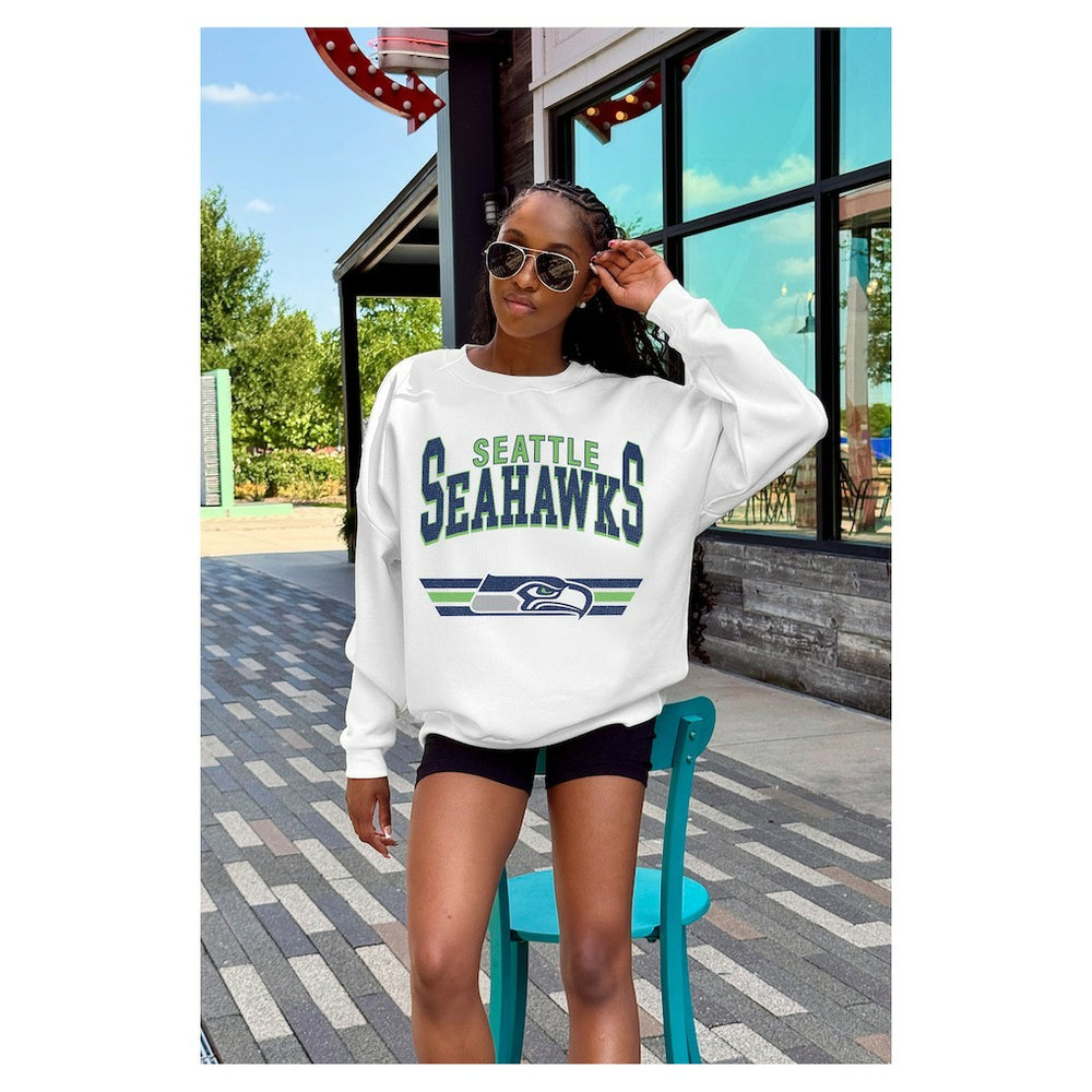 Seattle Seahawks Gameday Couture Women's Swift Strike Premium Oversized Fleece Pullover Sweatshirt | NFL New