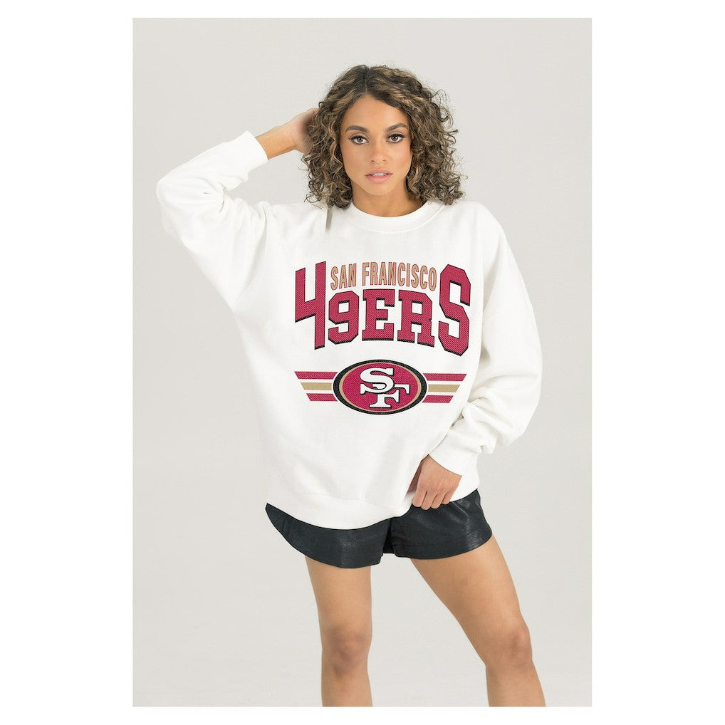 San Francisco 49ers Gameday Couture Women's Swift Strike Premium Oversized Fleece Pullover Sweatshirt | NFL New