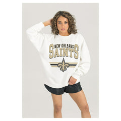 New Orleans Saints Gameday Couture Women's Swift Strike Premium Oversized Fleece Pullover Sweatshirt | NFL New