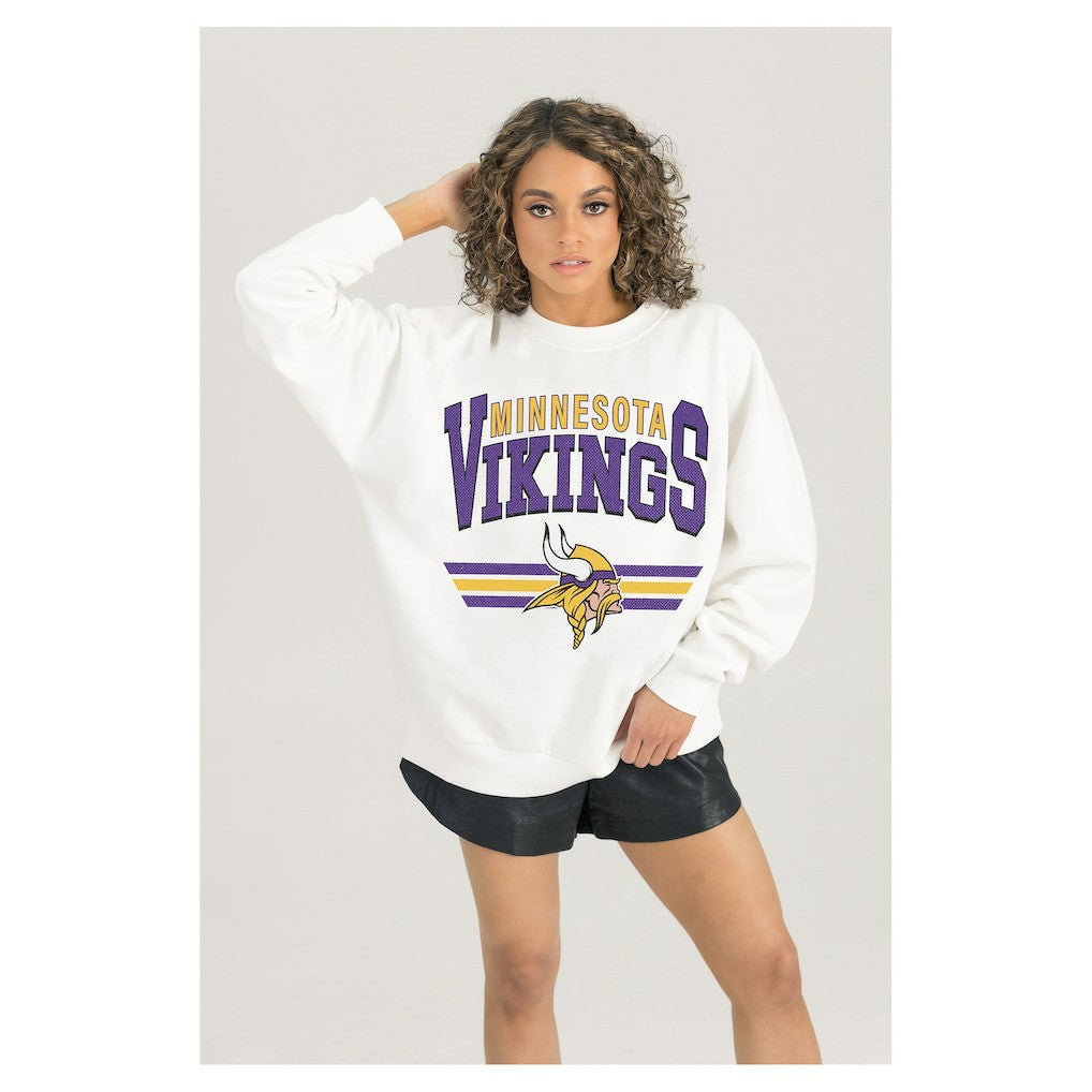 Minnesota Vikings Gameday Couture Women's Swift Strike Premium Oversized Fleece Pullover Sweatshirt | NFL Discount