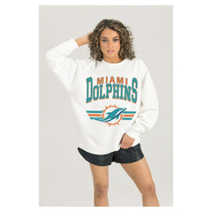 Miami Dolphins Gameday Couture Women's Swift Strike Premium Oversized Fleece Pullover Sweatshirt | NFL New