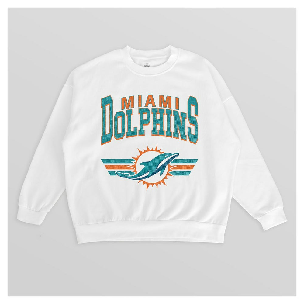Miami Dolphins Gameday Couture Women's Swift Strike Premium Oversized Fleece Pullover Sweatshirt | NFL New