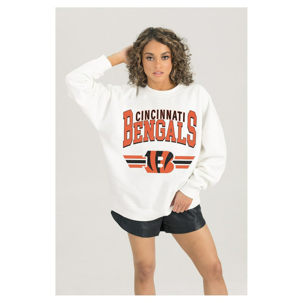 Cincinnati Bengals Gameday Couture Women's Swift Strike Premium Oversized Fleece Pullover Sweatshirt | NFL Outlet