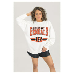 Cincinnati Bengals Gameday Couture Women's Swift Strike Premium Oversized Fleece Pullover Sweatshirt | NFL Outlet