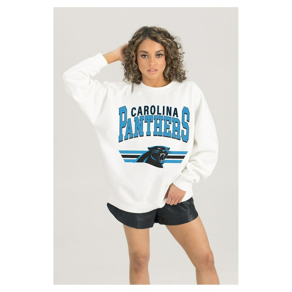 Carolina Panthers Gameday Couture Women's Swift Strike Premium Oversized Fleece Pullover Sweatshirt | NFL Outlet