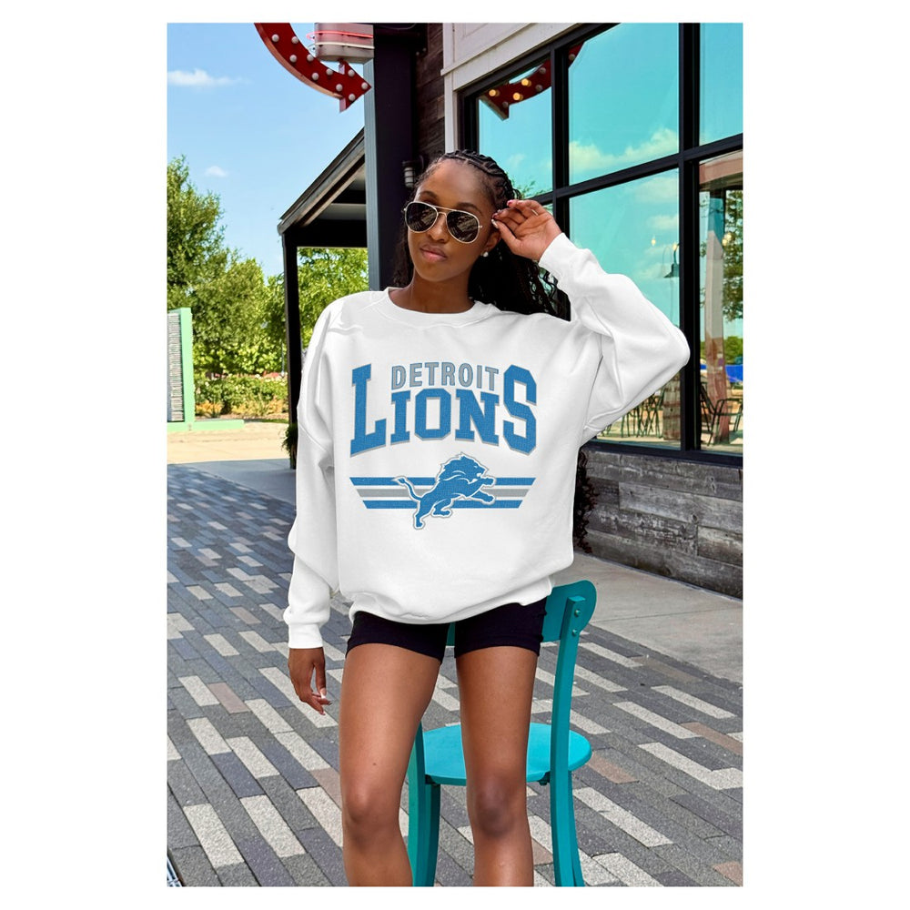Detroit Lions Gameday Couture Women's Swift Strike Premium Oversized Fleece Pullover Sweatshirt | NFL Hot