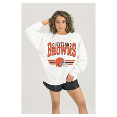 Cleveland Browns Gameday Couture Women's Swift Strike Premium Oversized Fleece Pullover Sweatshirt | NFL Outlet