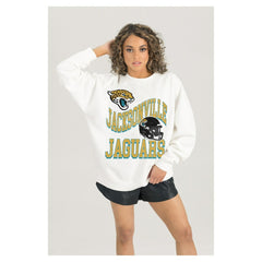 Jacksonville Jaguars Gameday Couture Women's Oversized Hard Earned Premium Fleece Pullover Sweatshirt | NFL On sale