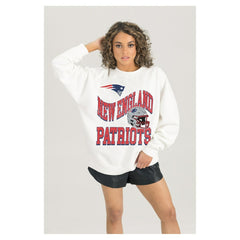 New England Patriots Gameday Couture Women's Oversized Hard Earned Premium Fleece Pullover Sweatshirt | NFL New