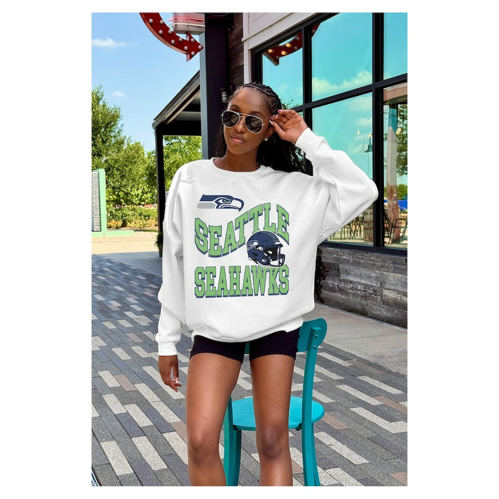 Seattle Seahawks Gameday Couture Women's Oversized Hard Earned Premium Fleece Pullover Sweatshirt | NFL On sale