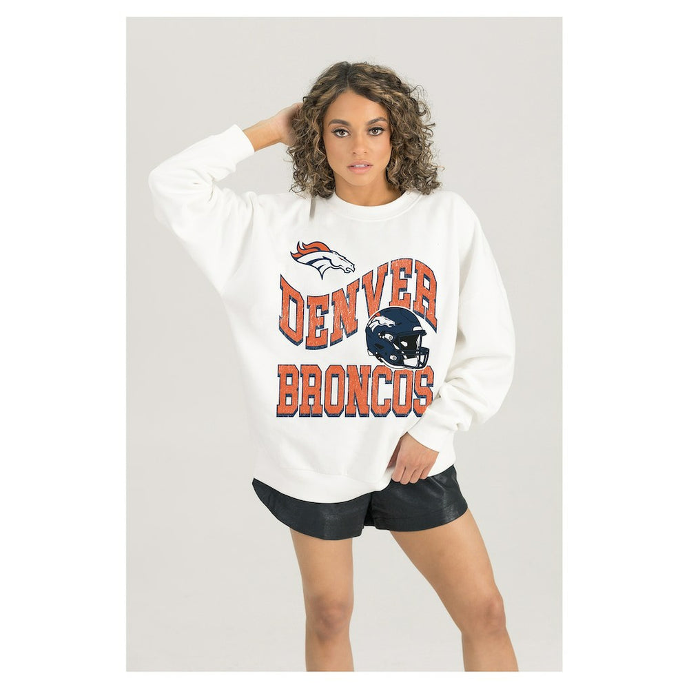 Denver Broncos Gameday Couture Women's Oversized Hard Earned Premium Fleece Pullover Sweatshirt | NFL New