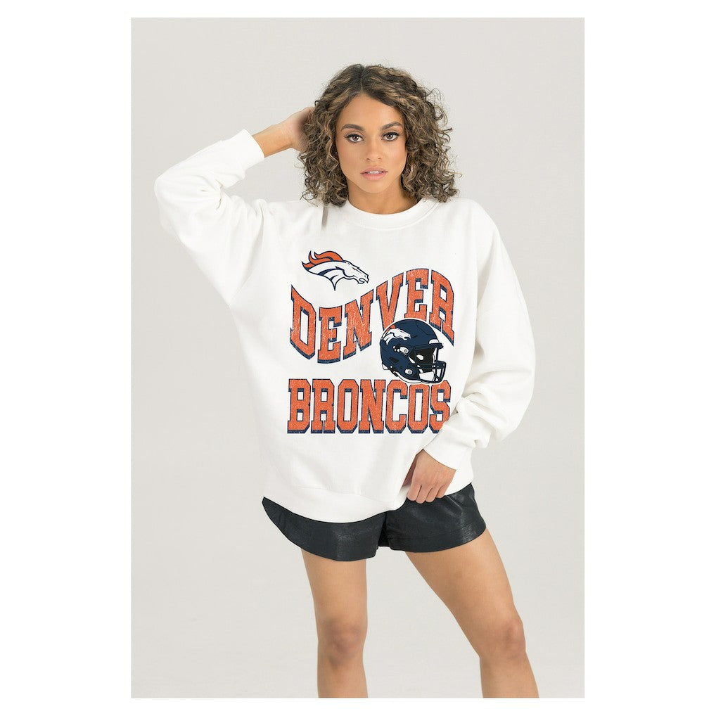 Denver Broncos Gameday Couture Women's Oversized Hard Earned Premium Fleece Pullover Sweatshirt | NFL New