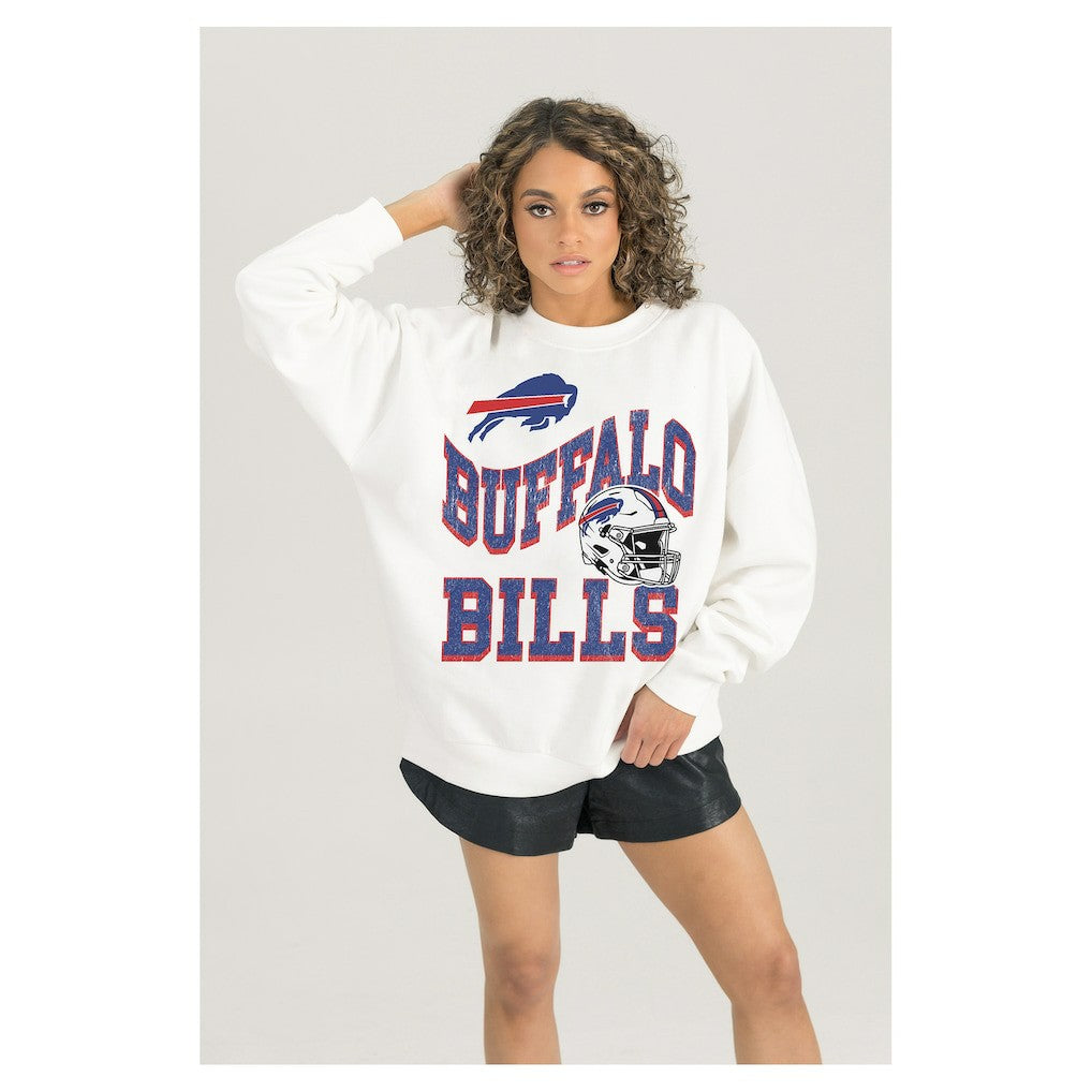 Buffalo Bills Gameday Couture Women's Oversized Hard Earned Premium Fleece Pullover Sweatshirt | NFL New