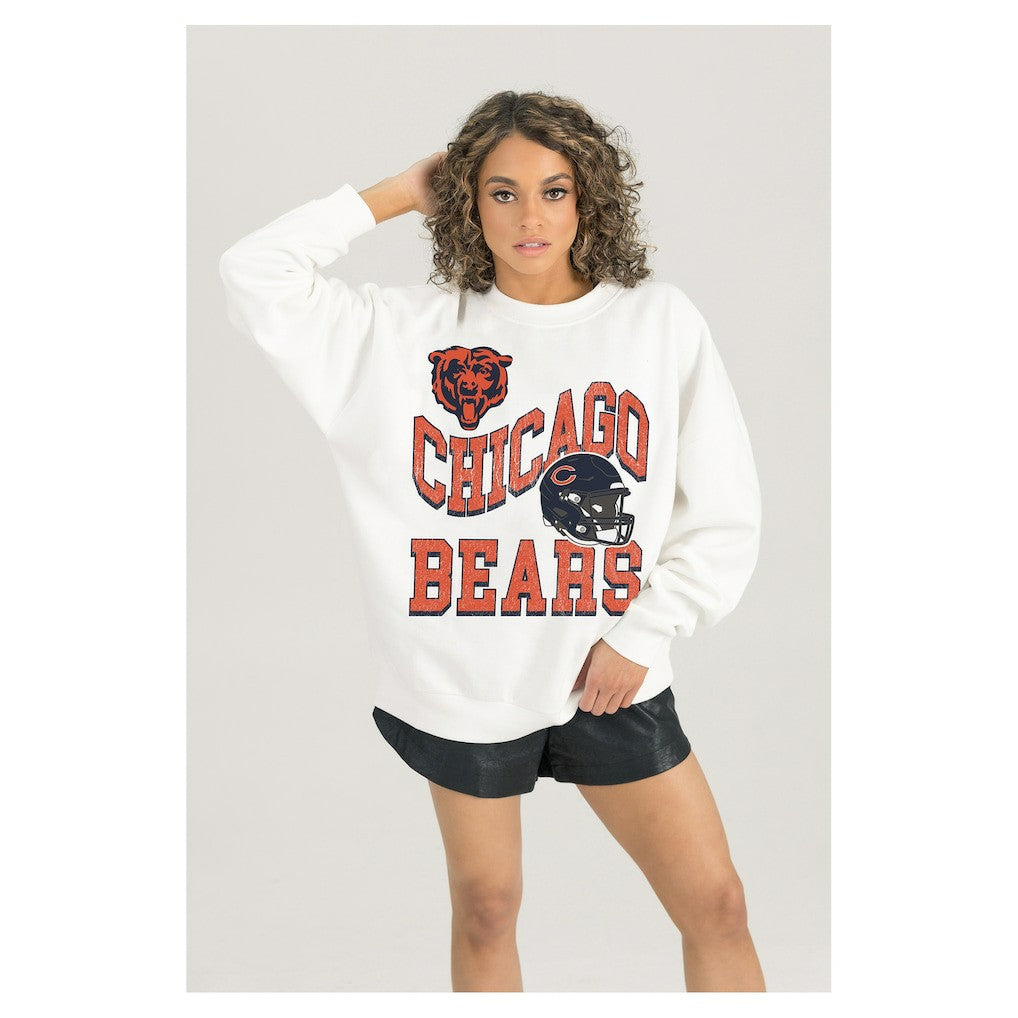 Chicago Bears Gameday Couture Women's Oversized Hard Earned Premium Fleece Pullover Sweatshirt | NFL Online