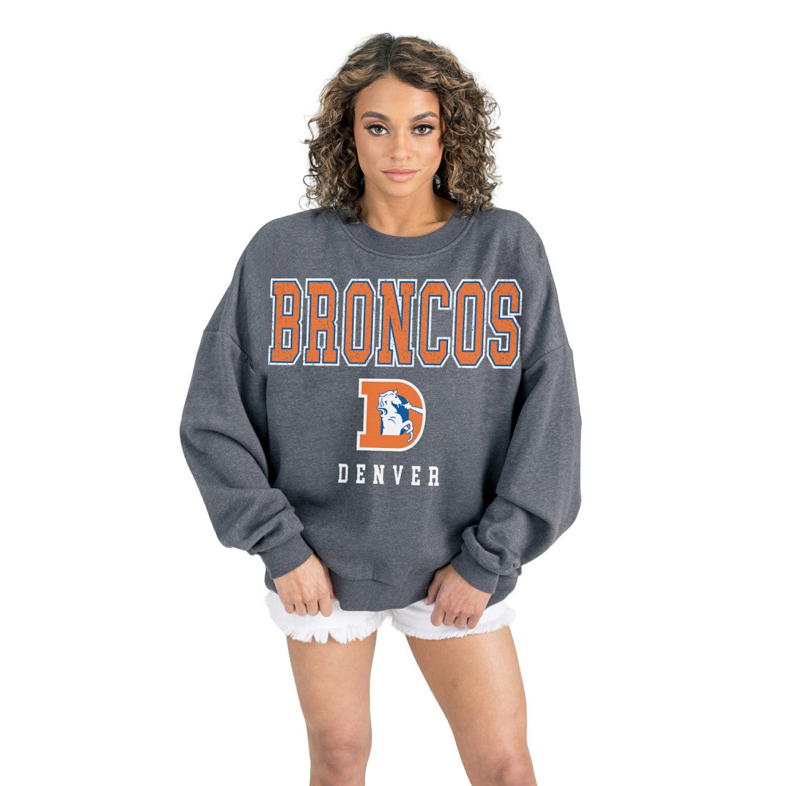 Denver Broncos Gameday Couture Women's Bring Your Energy Oversized Premium Fleece Pullover Sweatshirt | NFL On sale