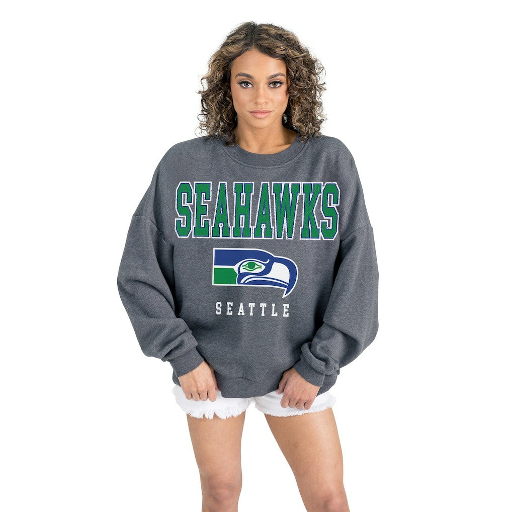 Seattle Seahawks Gameday Couture Women's Bring Your Energy Oversized Premium Fleece Pullover Sweatshirt | NFL On sale