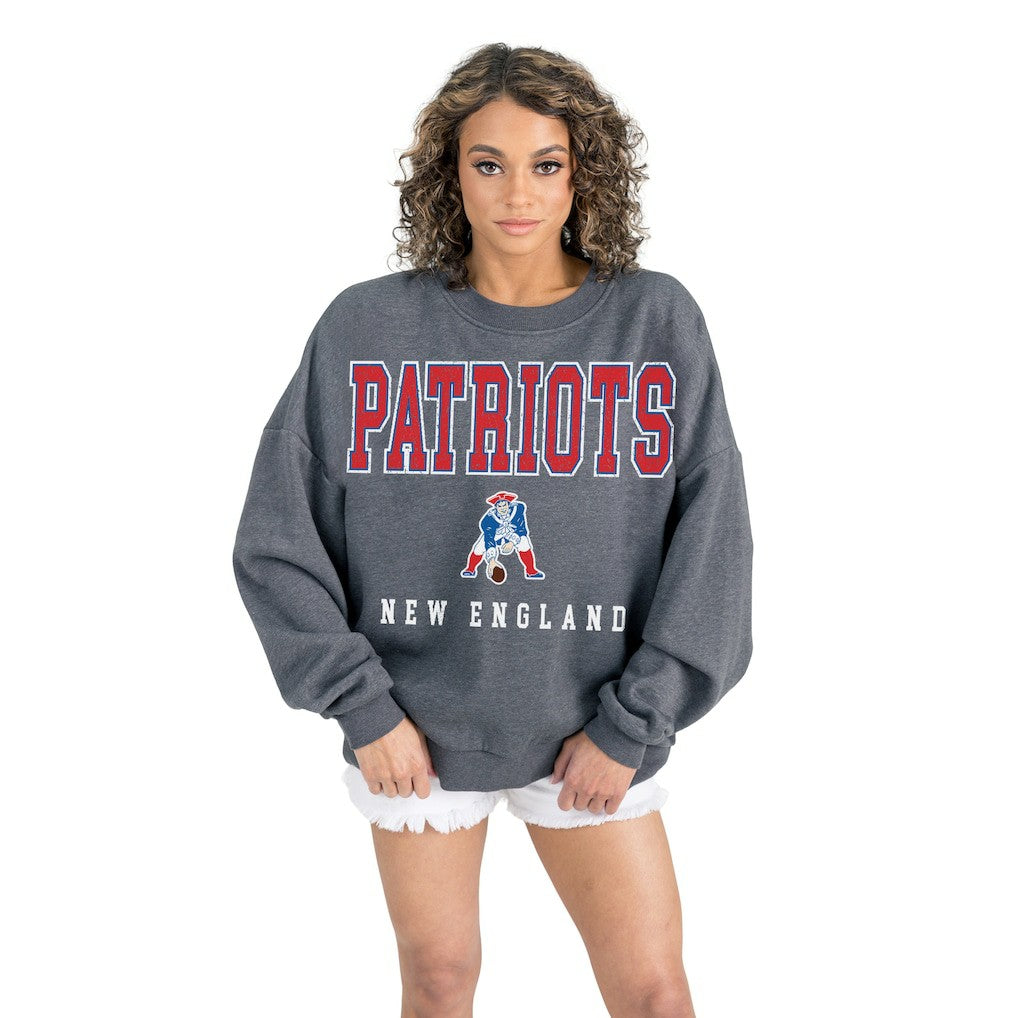 New England Patriots Gameday Couture Women's Bring Your Energy Oversized Premium Fleece Pullover Sweatshirt | NFL Hot