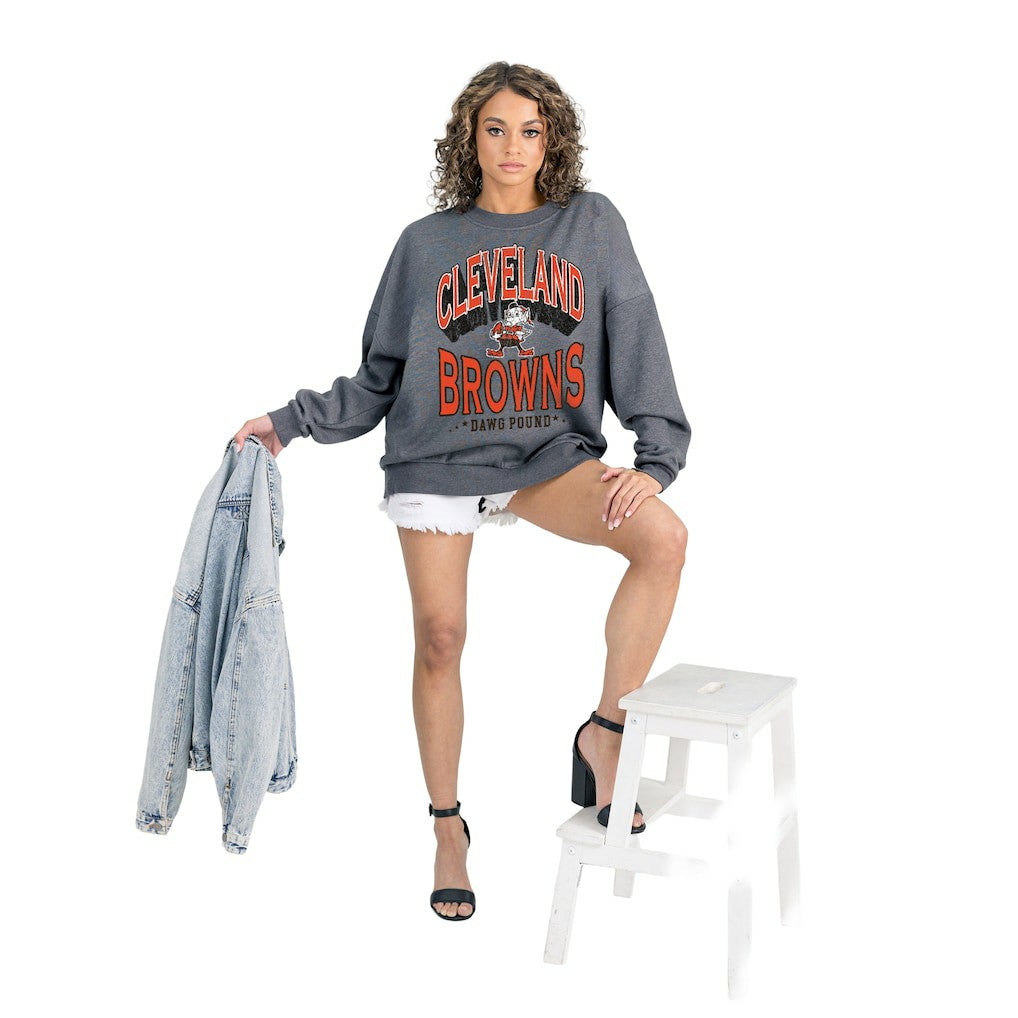 Cleveland Browns Gameday Couture Women's Long Weekends Oversized Premium Fleece Pullover Sweatshirt | NFL Outlet
