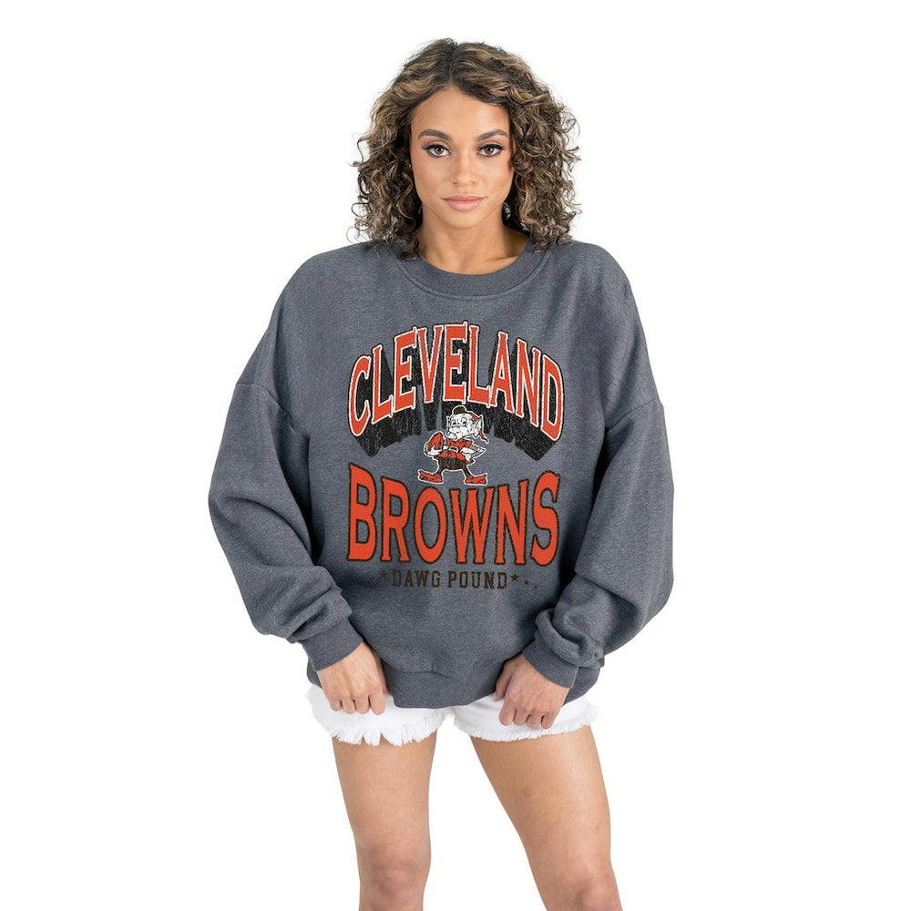 Cleveland Browns Gameday Couture Women's Long Weekends Oversized Premium Fleece Pullover Sweatshirt | NFL Outlet