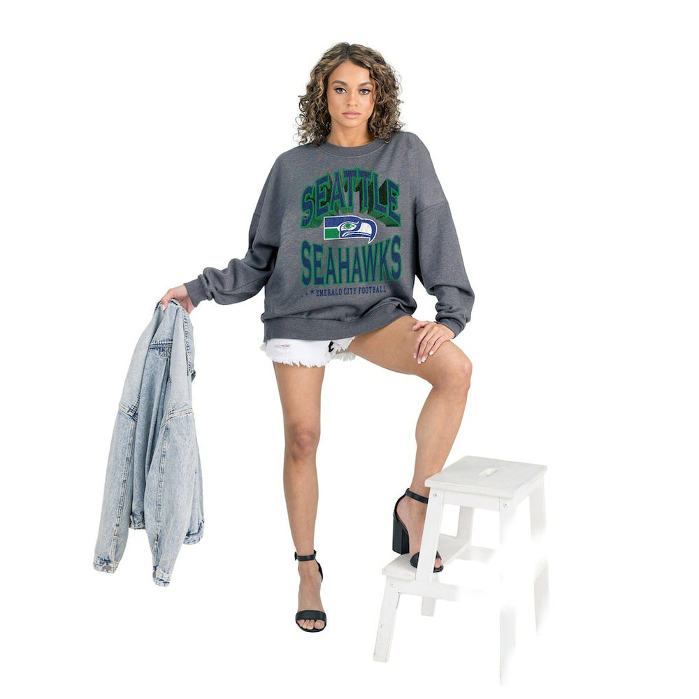 Seattle Seahawks Gameday Couture Women's Long Weekends Oversized Premium Fleece Pullover Sweatshirt | NFL Sale