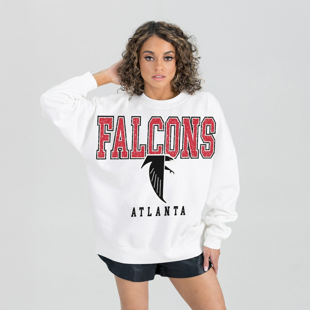 Atlanta Falcons Gameday Couture Women's Classic Sunday Drives Oversized Premium Fleece Pullover Sweatshirt | NFL New