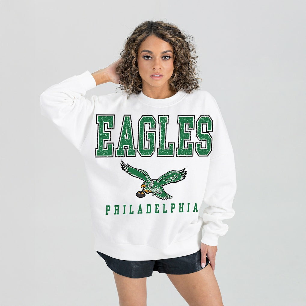 Philadelphia Eagles Gameday Couture Women's Classic Sunday Drives Oversized Premium Fleece Pullover Sweatshirt | NFL Sale
